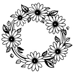 Wreath of wild flowers, Botanical wedding frames with flowers and leaves elements.