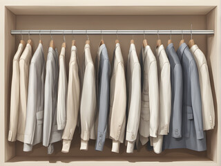 Chic Wardrobe: Collection of Fashionable Clothes on Cream Background. generative AI