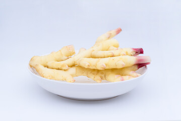 Ginger vegetables on white background