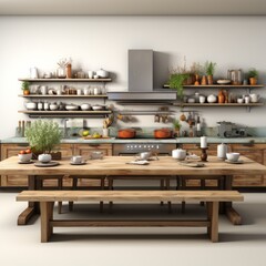 3D rendering of a contemporary kitchen PNG Cutout, Generative AI
