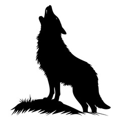 Wolf standing and howling , vector illustration, silhouette of wolf,