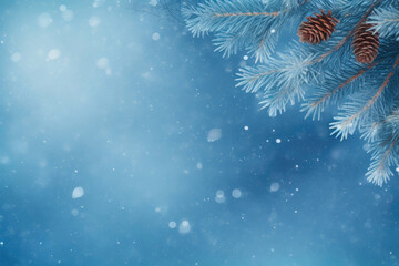 Fototapeta na wymiar Frosty Pine Trees and Falling Snow: A Winter Tale