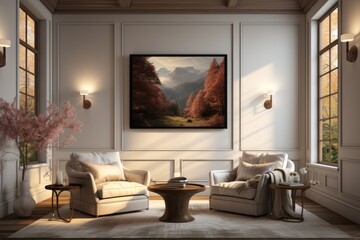 3D rendering of a cozy home theater room with plush seating PNG Cutout, Generative AI - obrazy, fototapety, plakaty