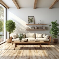  3D rendering of a modern living room PNG Cutout, Generative AI