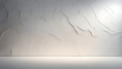 A modern and sleek product presentation background, highlighting a pristine white plaster wall gently lit to create a visually appealing atmosphere.. Concrete wall
