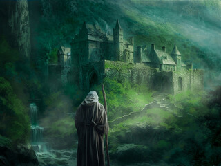 Fantasy Landschaft mit Burg