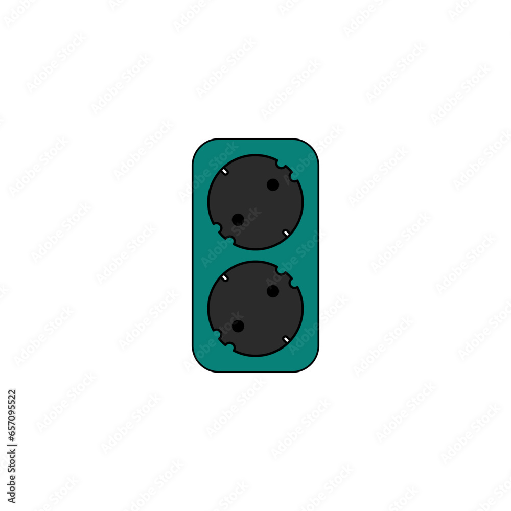 Aufkleber Electric socket or double port power socket in lineal color icon. Vector illustration design element template in trendy and unique style. Editable graphic resources for your creativity project.