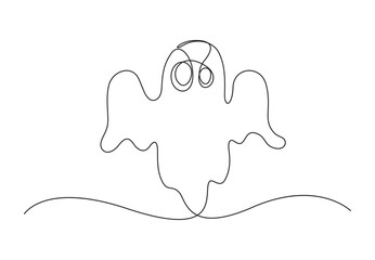 Halloween Ghost continuous one line drawing vector illustration. Premium vector. 