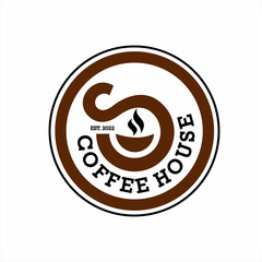 Coffee  Cafe logo design vector with abstract letter S and circle.