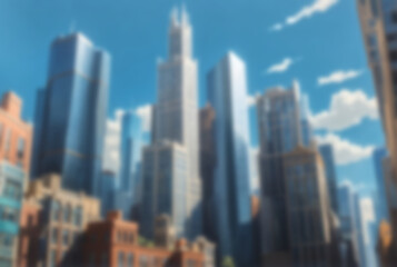 Obraz premium blurred background photo of skyscrapers against blue sky