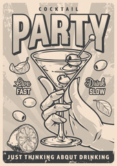 Cocktail party vintage sticker monochrome