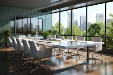 3D rendering of a sleek corporate boardroom PNG Cutout, Generative AI