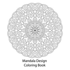 Simple Style mandala design coloring book page vector design