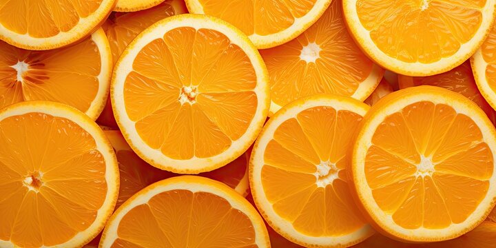 Sliced orange slices. Fruit background. Generated by AI.