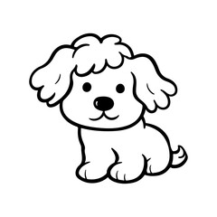 Obraz premium Cute Simple outline line art dog logo on isolated white background design for pet shop, store, vector doodle puppy