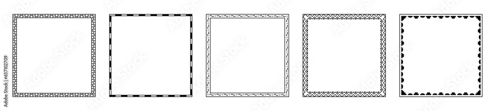 Aufkleber Vector set of linear frames and borders - abstract design elements for decoration or logo design templates in modern minimalist style with copy space for text, boho  style