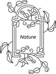 nature frame illustration. hand drawn, line and beautiful style. used for wedding, decoration or print. editable stroke