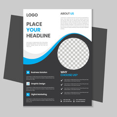 A4 business flyer template design, corporate brochure, marketing flyer, advertising flyer template design with mockup