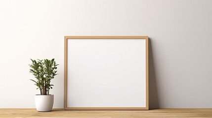 Fototapeta na wymiar blank frame mock up with plant