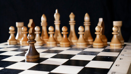 One pawn against many chess pieces. One against all. Conflict, fortitude, strength, willpower.