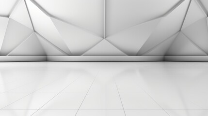 Beautiful futuristic Geometric white and gray background with floor for present products, Generative AI