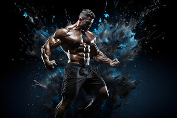 Fototapeta na wymiar Energie in Bewegung: Kraftvoller Bodybuilder