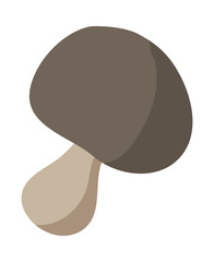 White mushroom. Flat style vector illustration. Single isolated object. Autumn theme. Finding in the forest. Hand drawn fall element for design greeting card. Thanksgiving Day