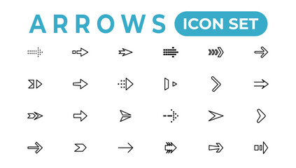 arrow icons set of thin line web icon set, simple outline icons collection, Pixel Perfect icons, Simple vector illustration.