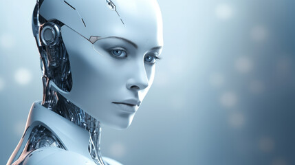 AI robot futuristic technology android or cyber humanoid. Artificial Intelligence cyborg robot in 3D
