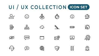 Mega set of ui ux icon set, user interface iconset collection.Set of thin line web icon set, simple outline icons collection, Pixel Perfect icons, Simple vector illustration.