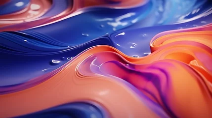 Papier Peint Lavable Bleu foncé Abstract background, abstract 3D landscape of liquid glass bubble flow wallpaper