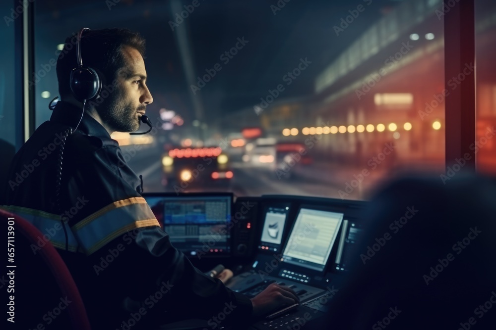 Aufkleber a man sitting in front of a laptop computer. this image can be used to depict work, technology, or r