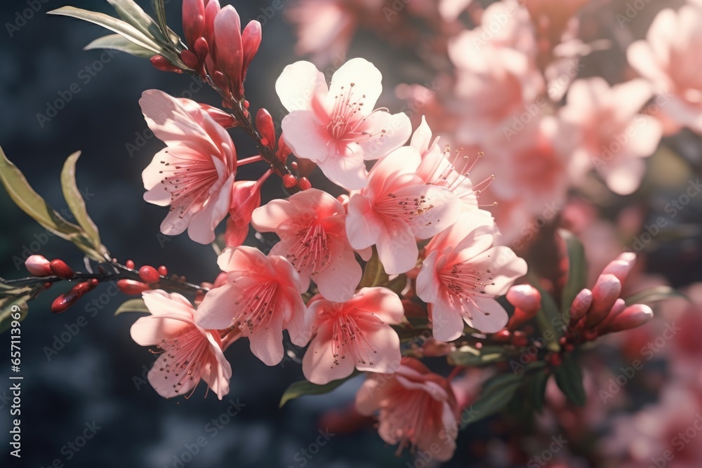 Poster a close-up view of a bunch of pink flowers. this image can be used to add a touch of beauty and eleg