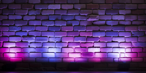 Neon light on brick walls that are not plastered background and texture