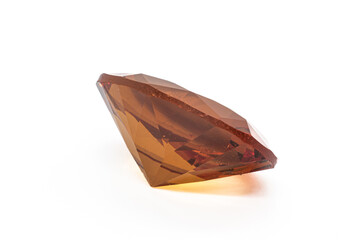 Colour changing diaspore, Turkish Zultanite oval faceted on white background under white artificial...
