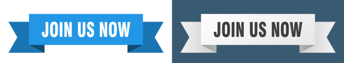 join us now ribbon. join us now isolated paper sign. banner