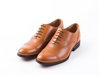 Fototapeta premium Polished Tan Dress Shoes, Men's Lace-up Oxford Style