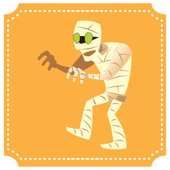 vector image of halloween mummy with yellow background