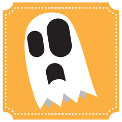 halloween ghost vector icon with yellow color background