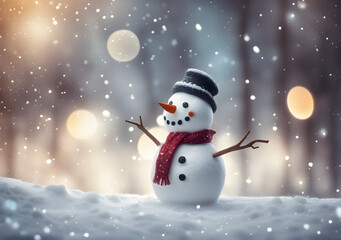 cute snowman with gifts for happy new year festival wallpaper. Generative Ai