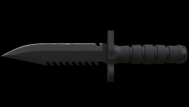 3d Survival Knife with Alpha in 4k