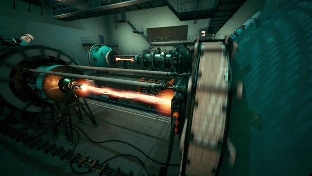 glow of nuclear reactor core powered