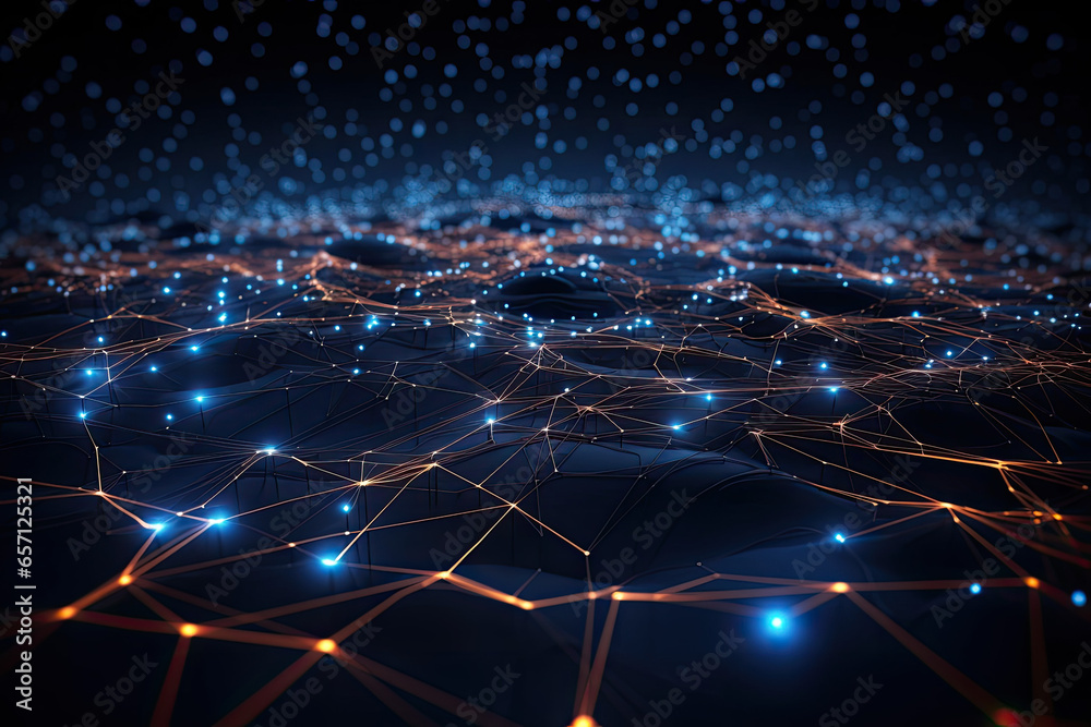 Poster Abstract digital dot line particle data background connecting technology concept.