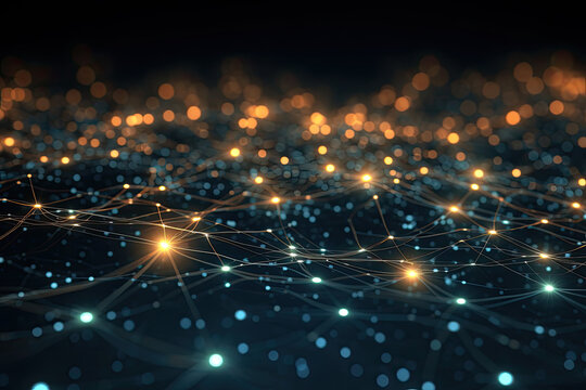 Abstract digital dot line particle data background connecting technology concept.