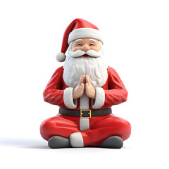 un p&egrave;re no&euml;l assis en tailleur en train de m&eacute;diter - fond blanc - illustration