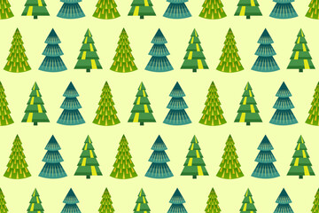 Christmas trees seamless pattern. Endless Christmas pattern with decorative stylized green firs.