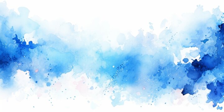 Blue abstract watercolor ocean background. Hand painted sea water texture.