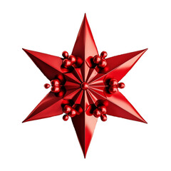 red Christmas star on white background, Radiant Christmas Star: Shining Bright on a Clean White Background. Christmas.