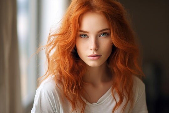 Woman face person fashion redhead model young portrait beauty hair female