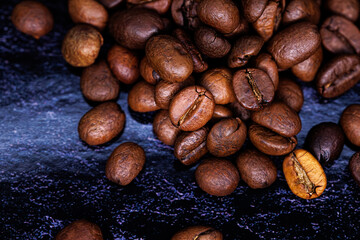 Arabica beans on the table. Coffee beans on the table.